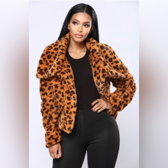 Leopard Faux Fur Jacket - Picture 1 of 4
